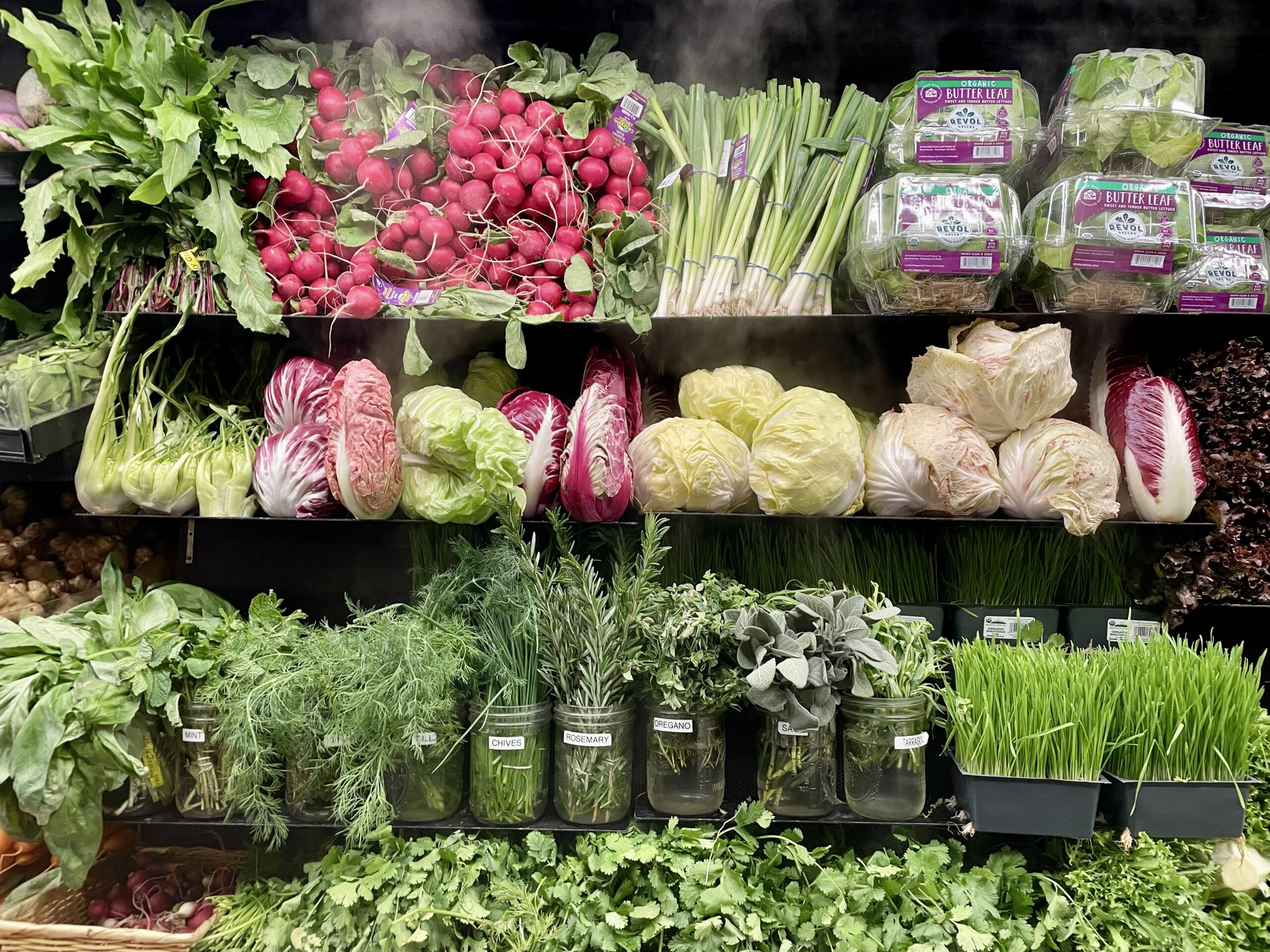 Boldly Grown Farms produce in the vegetable aisle at a grocery store